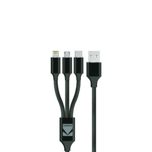 Kodak Male to Male Cable USB 3-in 1-Type A to Type C with Micro USB and Lighting Pure Copper 1.5 Meter Length - USBC5901