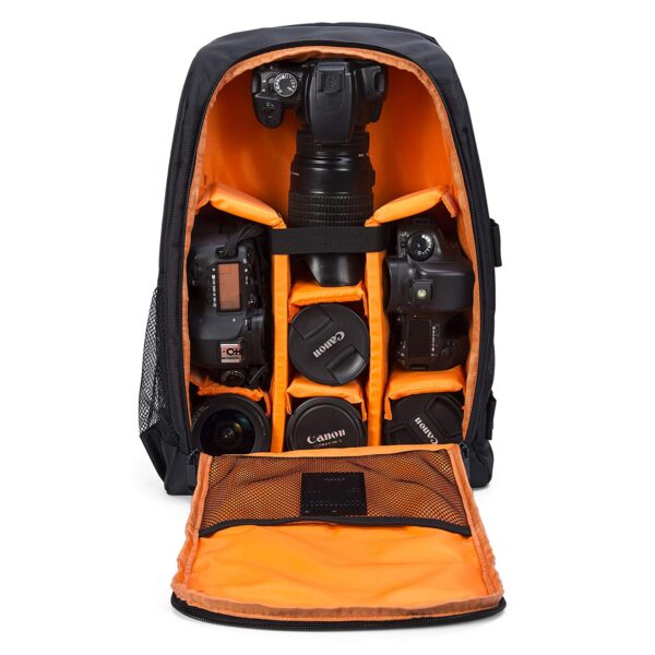 Monoprice Carrying Case Compact Backpack for DSLR / SLR Camera Padded with Lens Storage and Pockets Black - LLB4046