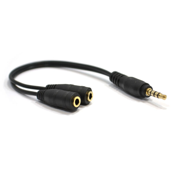 Conqueror Cable 3.5mm Audio Output to 2 3.5mm Audio Input Jacks Black - C33