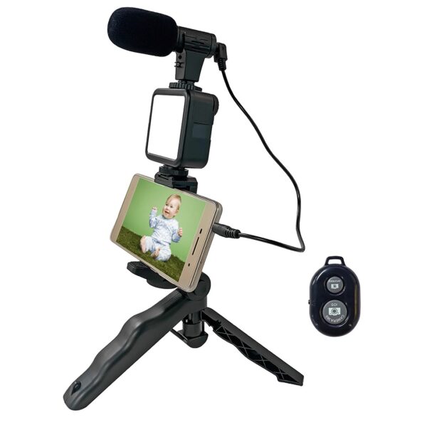 Conqueror Professional Bluetooth Vlogging Microphone with Anti-Shake Tripod and LED Light – AY49
