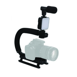 Conqueror Professional Bluetooth Vlogging Microphone with Anti-Shake Bracket and LED Light - AY49U