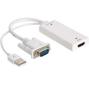 VGA to HDMI Male to Female Converter for Computer, Desktop, Laptop, PC, Monitor, Projector and more with Audio and Power - G167A