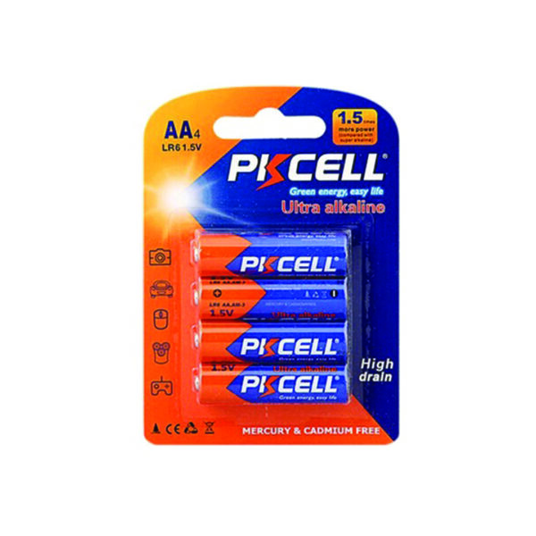 PKcell AA Ultra Alkaline Battery 1.5 Volt Pack of 4 for Household Items, Electronic Products LR6 - AA