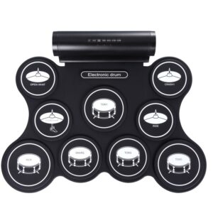 Digital Electronic 9 Pads Drum Set Compact Size Roll-Up Silicon Drum Set with Drumsticks - M438