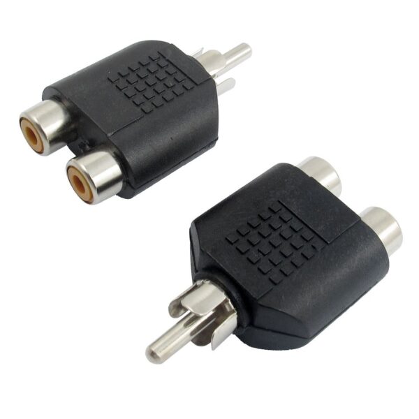 Plug AV Audio 1 RCA Male Plug to 2 RCA Female Adapter Connector - P232